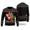 Santa Having Party With Bad Girl Ugly Sweater Black