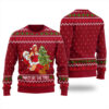 Santa Having Party With Bad Girl Ugly Sweater Cardinal Red
