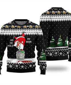 Santa Ho Ho Hold My Beer Ugly Sweater Black
