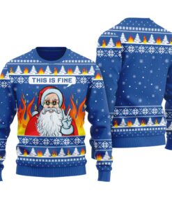 Santa Is Fine Ugly Christmas Sweater Royal