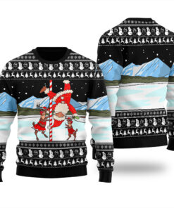 Santa Is Pole Dancer Ugly Christmas Sweater Black