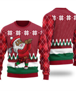 Santa Love Golf Ugly Sweater Cardinal Red