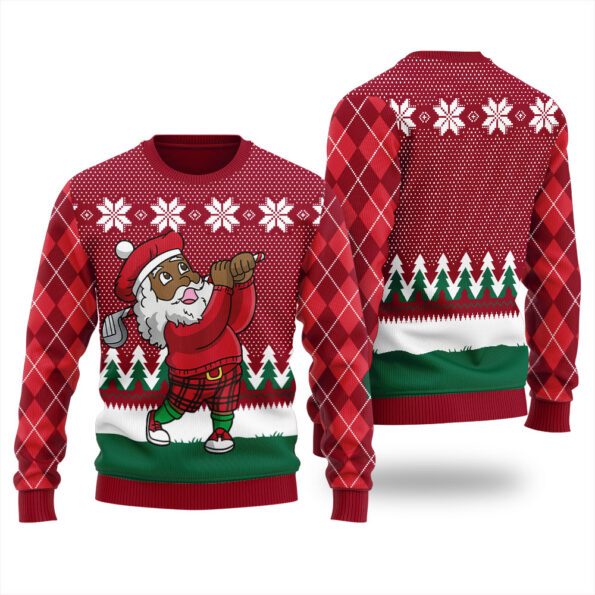 Santa Love Golf Ugly Sweater Cardinal Red