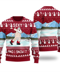Santa Naughty Christmas Sweater Cardinal Red