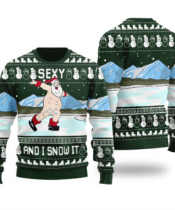 Santa Naughty Ugly Christmas Sweater Forest Green