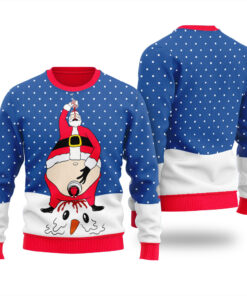 Santa Peeing Beverage Ugly Christmas Sweater Royal