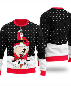 Santa Peeing Jingle Juice Christmas Sweater Black