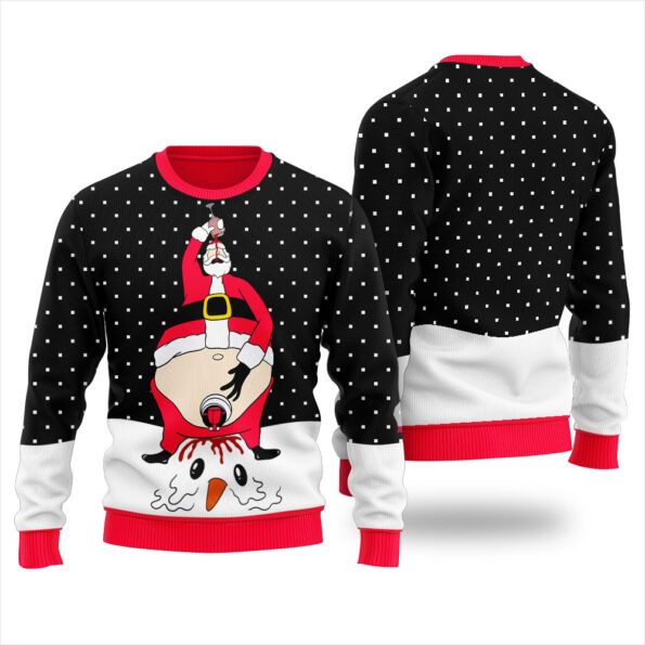 Santa Peeing Jingle Juice Christmas Sweater Black