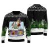 Santa Playing Cards With Reindeer Ugly Sweater Black