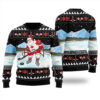 Santa Playing Hockey Canada Ugly Christmas Sweater Black