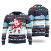 Santa Playing Hockey Canada Ugly Christmas Sweater Navy