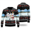 Santa Playing Hockey With Canada Animals Ugly Sweater Black