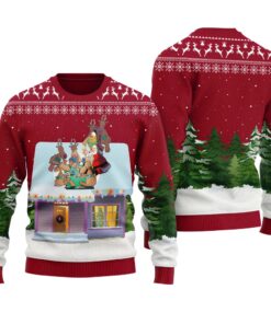 Santa Reindeer Playing Cards Christmas Sweater Cardinal Red