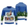 Santa Reindeer Playing Cards Together Ugly Sweater Royal