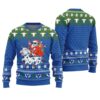 Santa Riding Cow Funny Ugly Christmas Sweater Royal