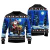 Santa Riding Motorbike Ugly Christmas Sweater Black