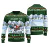 Santa Riding Motorbike Ugly Christmas Sweater Forest Green