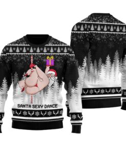 Santa Sexy Dance Ugly Christmas Sweater Black