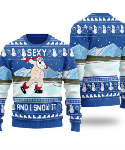 Santa Sexy Inappropriate Christmas Sweater Royal