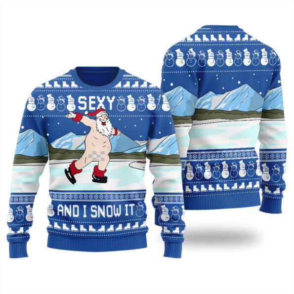 Santa Sexy Inappropriate Christmas Sweater Royal