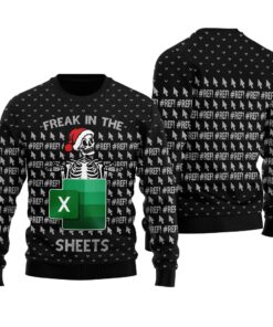 Santa Skeleton Freak In The Sheets Christmas Sweater Black