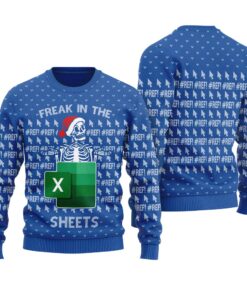 Santa Skeleton Freak In The Sheets Christmas Sweater Royal