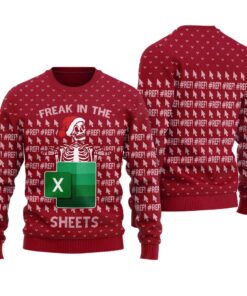 Santa Skeleton Freak In The Sheets Ugly Sweater Cardinal Red