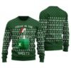 Santa Skeleton Freak In The Sheets Ugly Sweater Forest Green