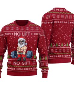 Santa Swoleman Christmas Sweater Cardinal Red