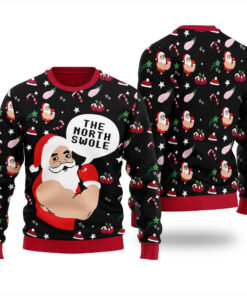 Santa Swoleman Ugly Christmas Sweater Black