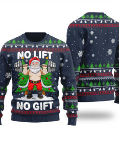 Santa Swoleman Ugly Christmas Sweater Navy