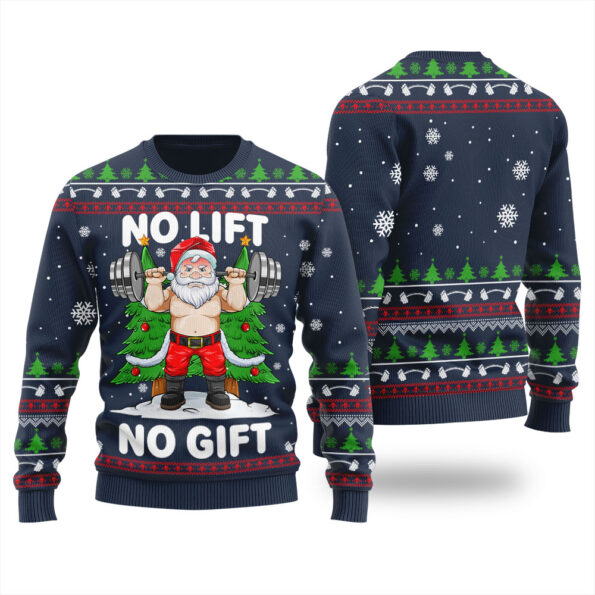 Santa Swoleman Ugly Christmas Sweater Navy