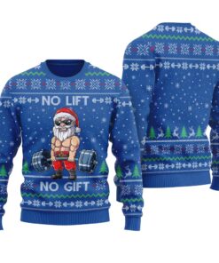 Santa Swoleman Ugly Christmas Sweater Royal