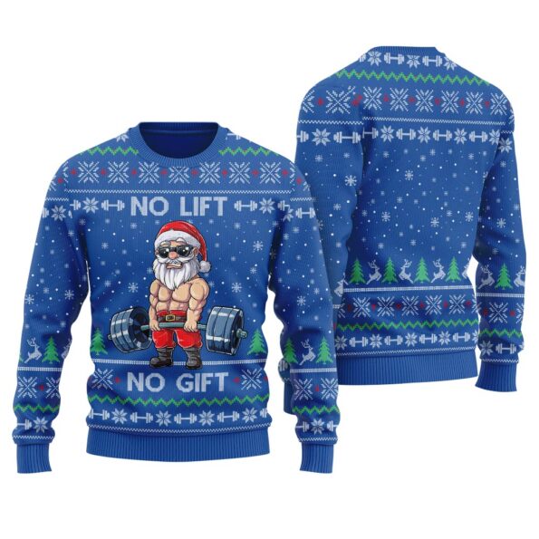 Santa Swoleman Ugly Christmas Sweater Royal