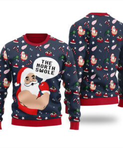 Santa The Swoleman Ugly Christmas Sweater Navy