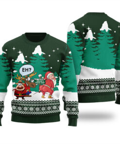 Santa's Twerkshop Ugly Christmas Sweater Forest Green