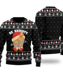 Save Santa A Trip Naughty Ugly Christmas Sweater Black