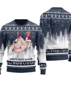 Sexy Santa Funny Ugly Christmas Sweater Navy