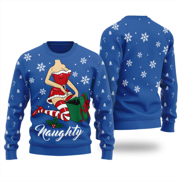 Sexy Santa Girl Naughty Ugly Christmas Sweater Royal