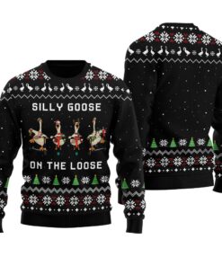 Silly Goose On The Loose Ugly Christmas Sweater Black