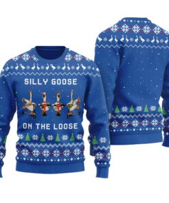 Silly Goose On The Loose Ugly Christmas Sweater Royal