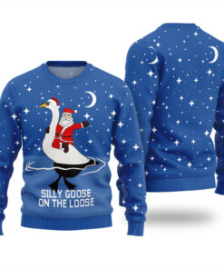 Cool Goose On The Loose Ugly Christmas Sweater Royal
