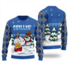 Snowman Drinking Beer Ugly Christmas Sweater Royal