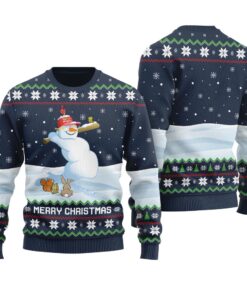 Snowman Merry Christmas Funny Ugly Sweater Navy