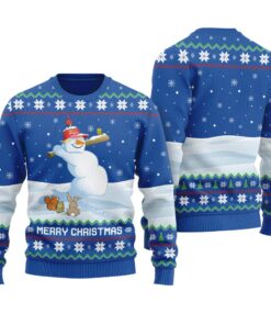 Snowman Merry Christmas Funny Ugly Sweater Royal
