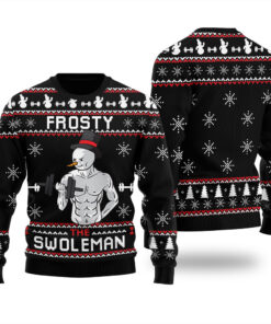 Snowman Swoleman Christmas Sweater Black