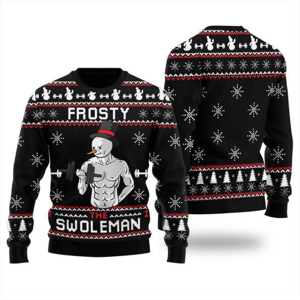 Snowman Swoleman Christmas Sweater Black
