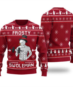 Snowman Swoleman Ugly Christmas Sweater Cardinal Red