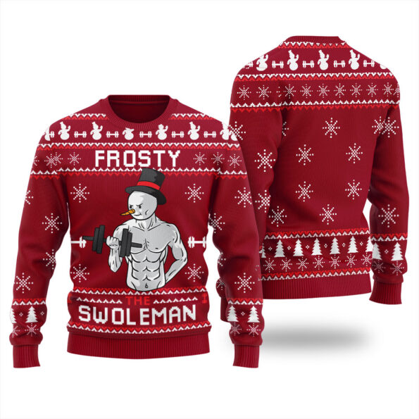 Snowman Swoleman Ugly Christmas Sweater Cardinal Red