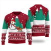 Snowman With Dog Funny Ugly Christmas Sweater Cardinal Red